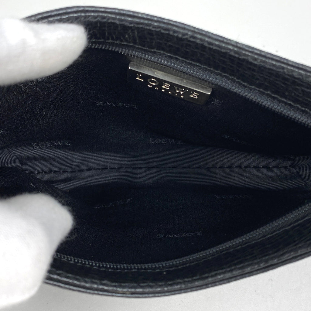 ロエベ ロゴ アクセサリーポーチ ミニ ハンドバッグ アクセサリーポーチ レザー ブラック レディース 【中古】brbag