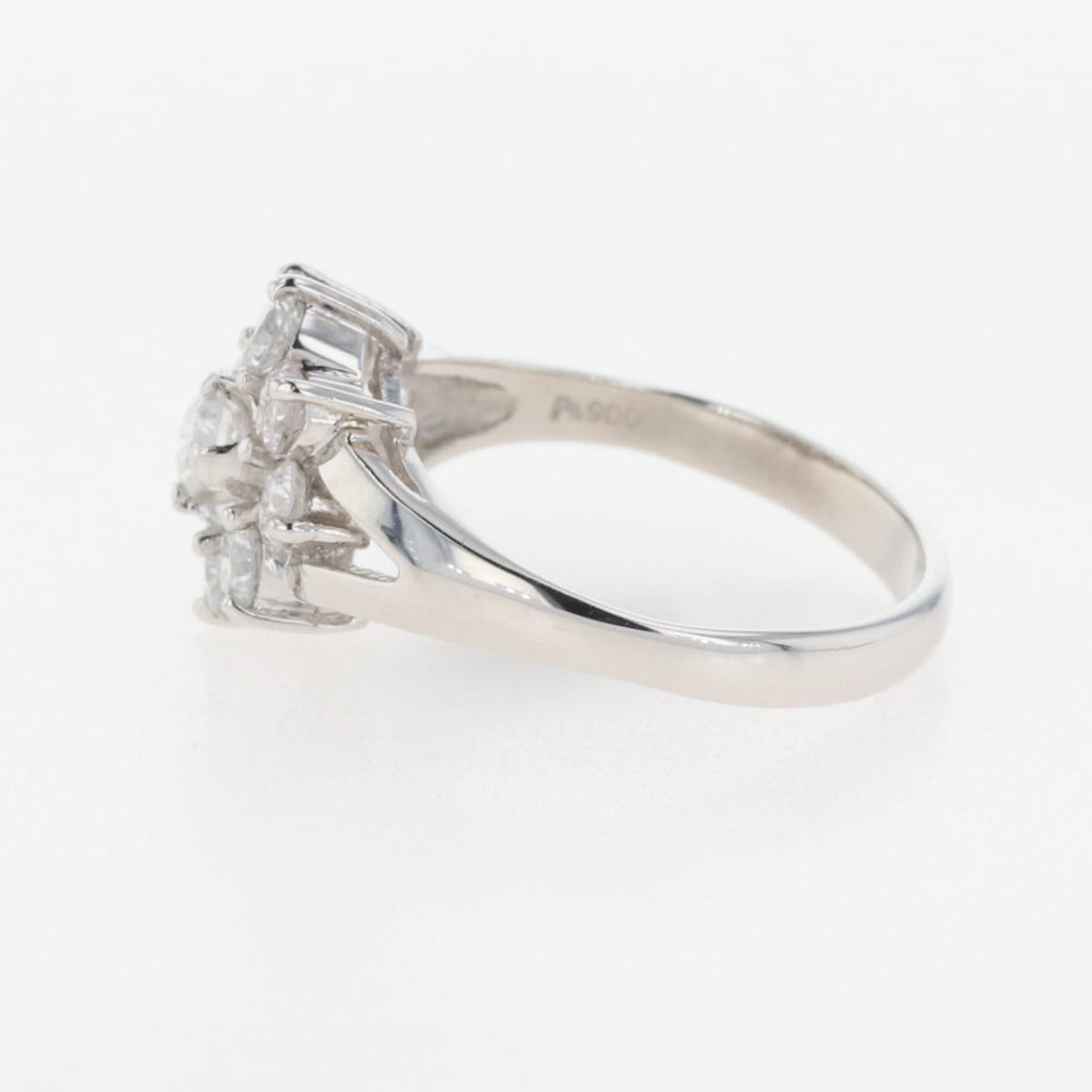 フラワーモチーフ デザインネックレス プラチナ 指輪 花 メレダイヤ リング 12号 Pt900 ダイヤモンド レディース 【中古】nbjwl
