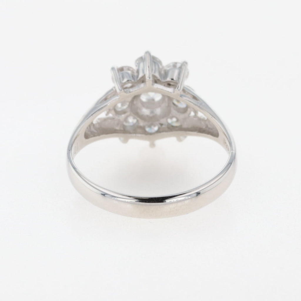 フラワーモチーフ デザインネックレス プラチナ 指輪 花 メレダイヤ リング 12号 Pt900 ダイヤモンド レディース 【中古】nbjwl