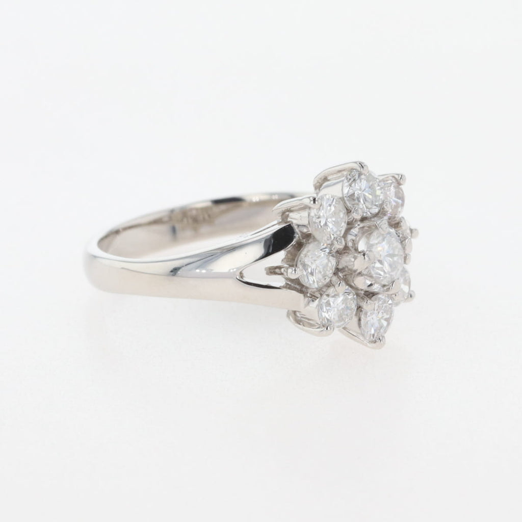 フラワーモチーフ デザインネックレス プラチナ 指輪 花 メレダイヤ リング 12号 Pt900 ダイヤモンド レディース 【中古】nbjwl