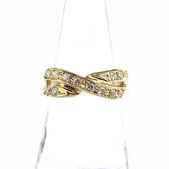 メレダイヤ デザインリング YG イエローゴールド 指輪 リング 13.5号 K18 ダイヤモンド レディース 【中古】nbjwl