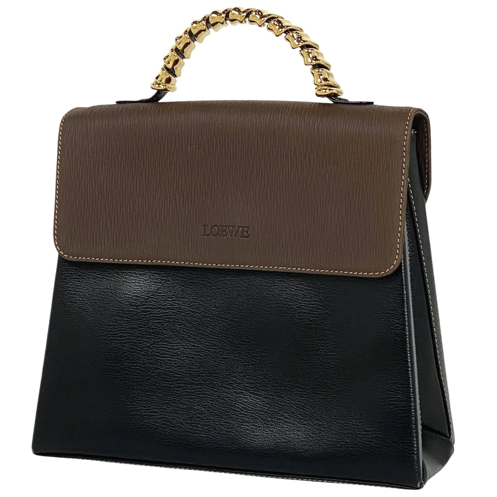 ロエベ ベラスケス ハンドバッグ 2WAY ショルダーバッグ ハンドバッグ レザー ブラック ブラウン レディース 【中古】brbag