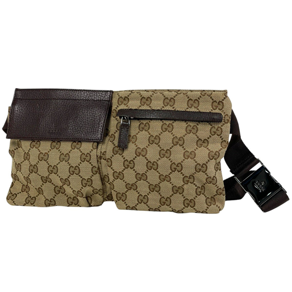 グッチ GG柄 ウエストバッグ ウエストポーチ ボディバッグ GGキャンバス ブラウン 28566 レディース 【中古】brbag