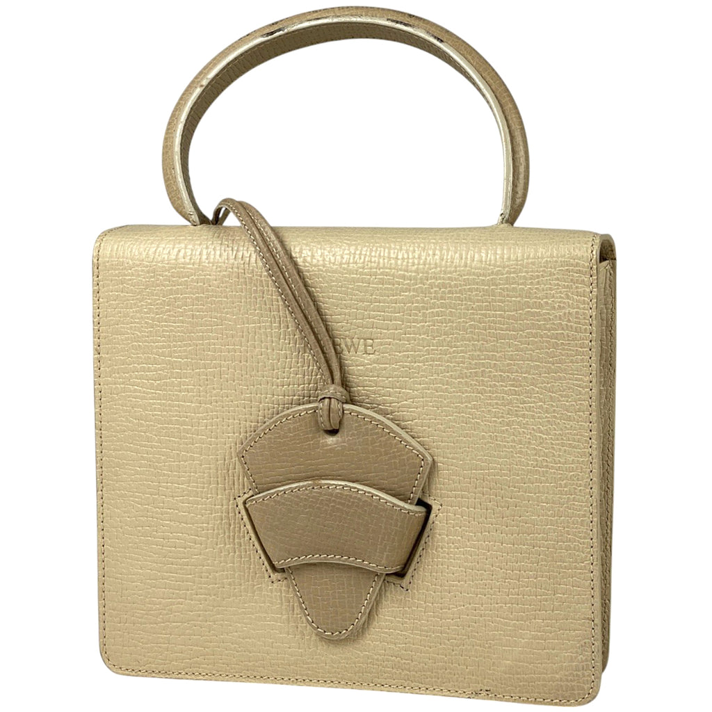 ロエベ バルセロナ ハンドバッグ 2WAY ショルダーバッグ ロゴ ハンドバッグ レザー ホワイト レディース 【中古】brbag