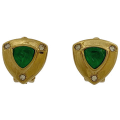 クリスチャンディオール カラーストーン デザイン イヤリング ひし形 イヤリング GP ゴールド グリーン レディース 【中古】bracc