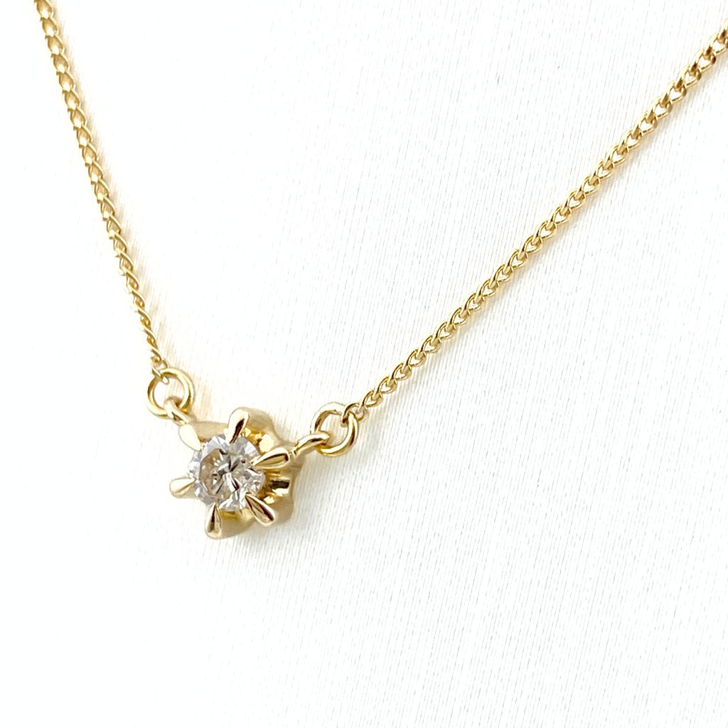 メレダイヤ デザインネックレス YG イエローゴールド ペンダント ネックレス K18 ダイヤモンド レディース 【中古】nbjwl