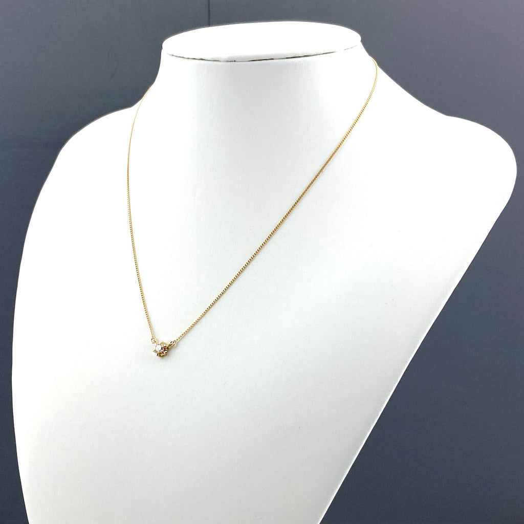 メレダイヤ デザインネックレス YG イエローゴールド ペンダント ネックレス K18 ダイヤモンド レディース 【中古】nbjwl