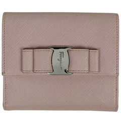 サルヴァトーレフェラガモ ヴァラリボン 二つ折り財布 ロゴ 二つ折り財布 レザー ピンク レディース 【中古】brbag