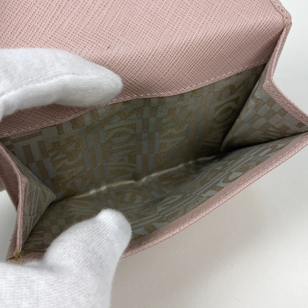 サルヴァトーレフェラガモ ヴァラリボン 二つ折り財布 ロゴ 二つ折り財布 レザー ピンク レディース 【中古】brbag