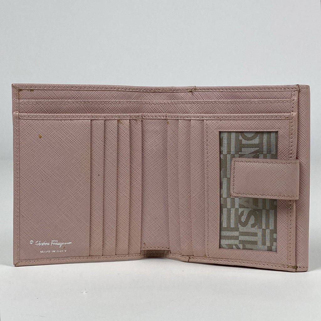 サルヴァトーレフェラガモ ヴァラリボン 二つ折り財布 ロゴ 二つ折り財布 レザー ピンク レディース 【中古】brbag