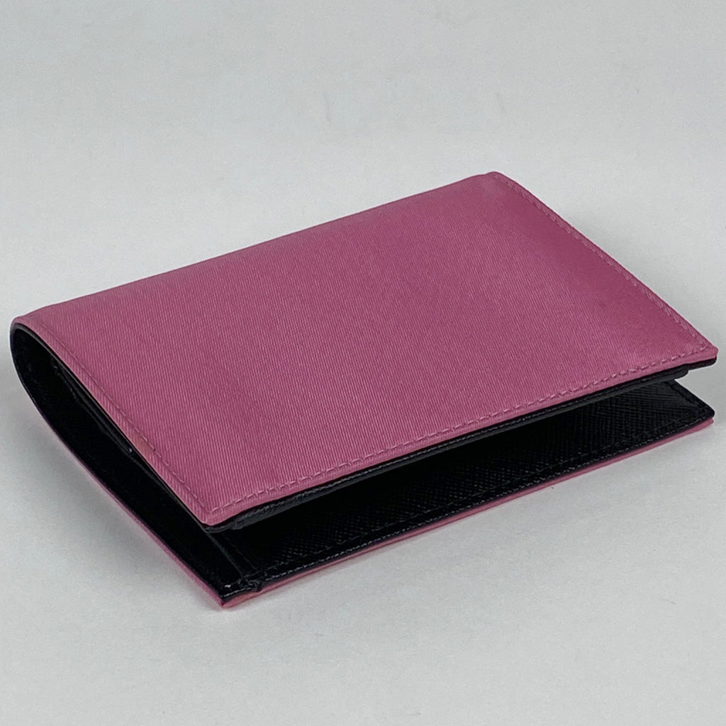 プラダ ロゴプレート 二つ折り財布 札入れ 小銭入れ テスートナイロン ピンク M204 レディース 【中古】brbag