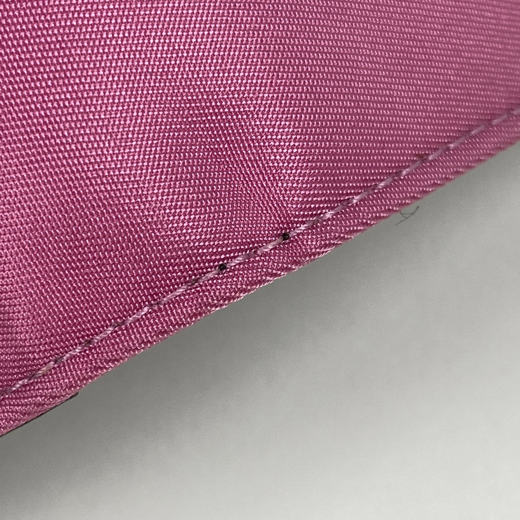 プラダ ロゴプレート 二つ折り財布 札入れ 小銭入れ テスートナイロン ピンク M204 レディース 【中古】brbag