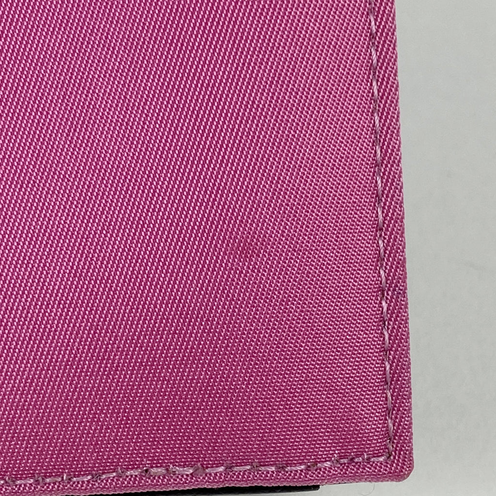 プラダ ロゴプレート 二つ折り財布 札入れ 小銭入れ テスートナイロン ピンク M204 レディース 【中古】brbag