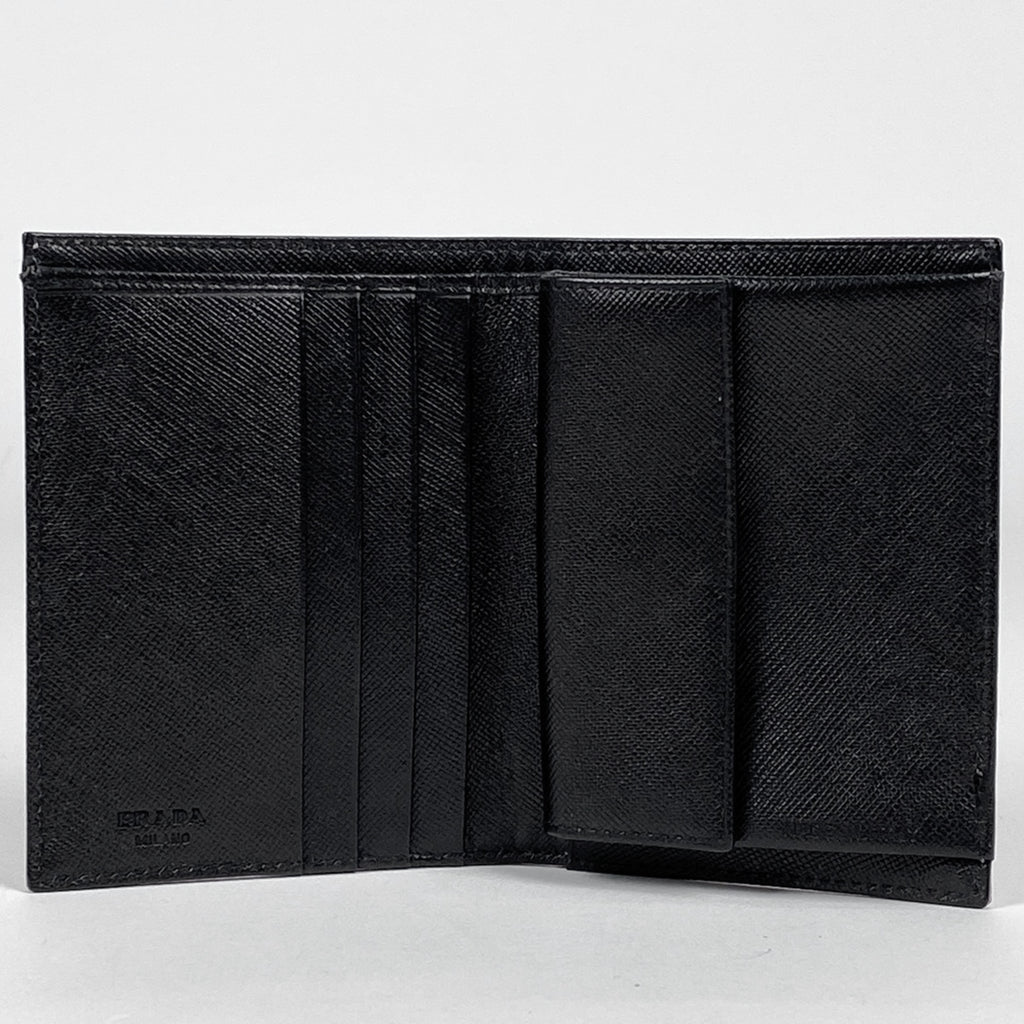 プラダ ロゴプレート 二つ折り財布 札入れ 小銭入れ テスートナイロン ピンク M204 レディース 【中古】brbag