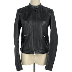 ロエベ ロゴ ライダースジャケット アナグラム アウター ライダースジャケット 羊革 ブラック レディース 【中古】brapp