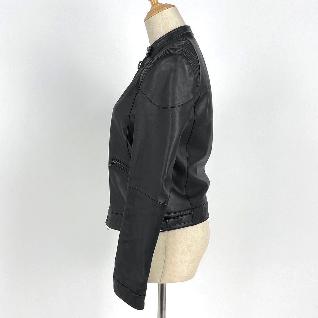 ロエベ ロゴ ライダースジャケット アナグラム アウター ライダースジャケット 羊革 ブラック レディース 【中古】brapp