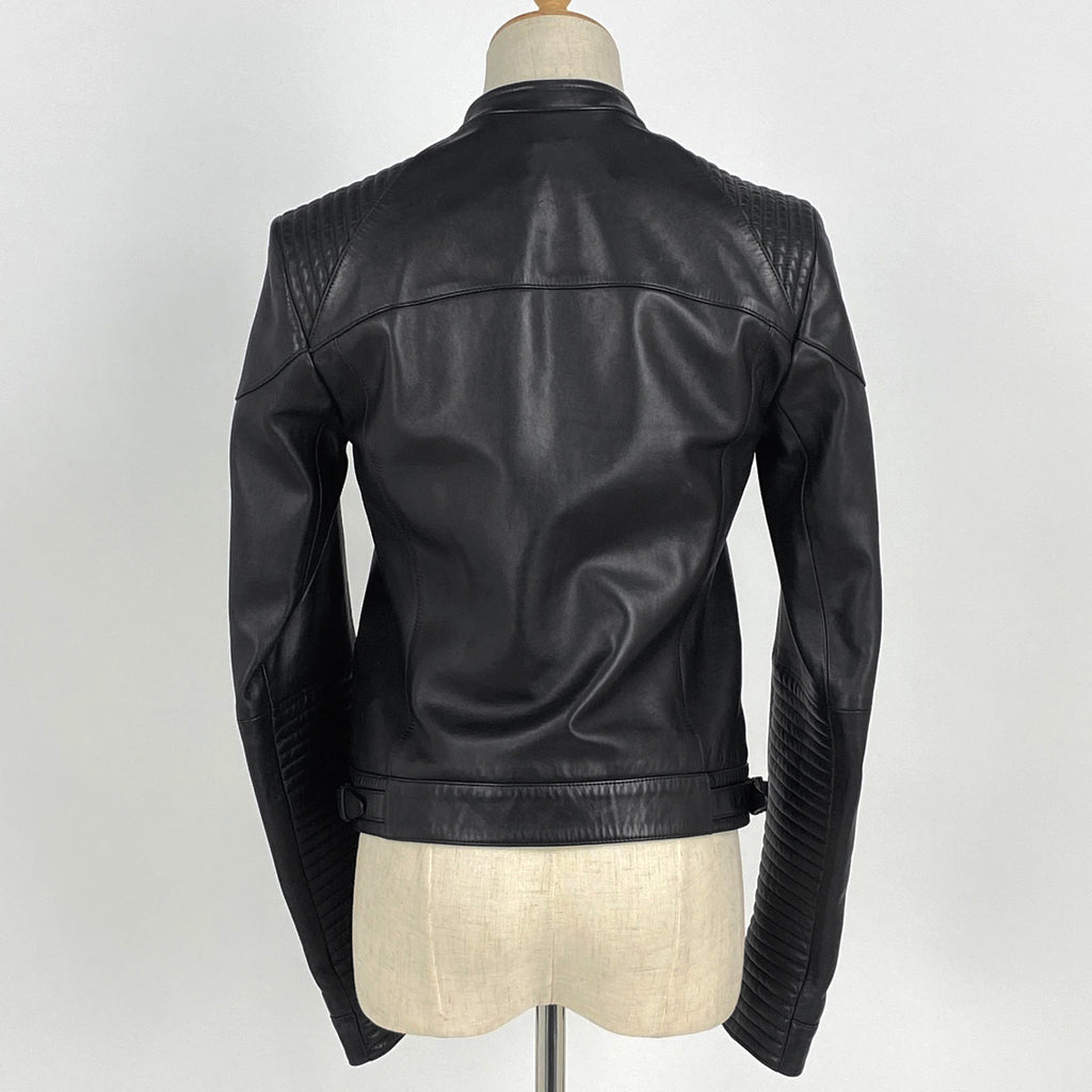 ロエベ ロゴ ライダースジャケット アナグラム アウター ライダースジャケット 羊革 ブラック レディース 【中古】brapp