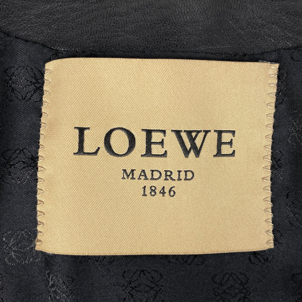 ロエベ ロゴ ライダースジャケット アナグラム アウター ライダースジャケット 羊革 ブラック レディース 【中古】brapp