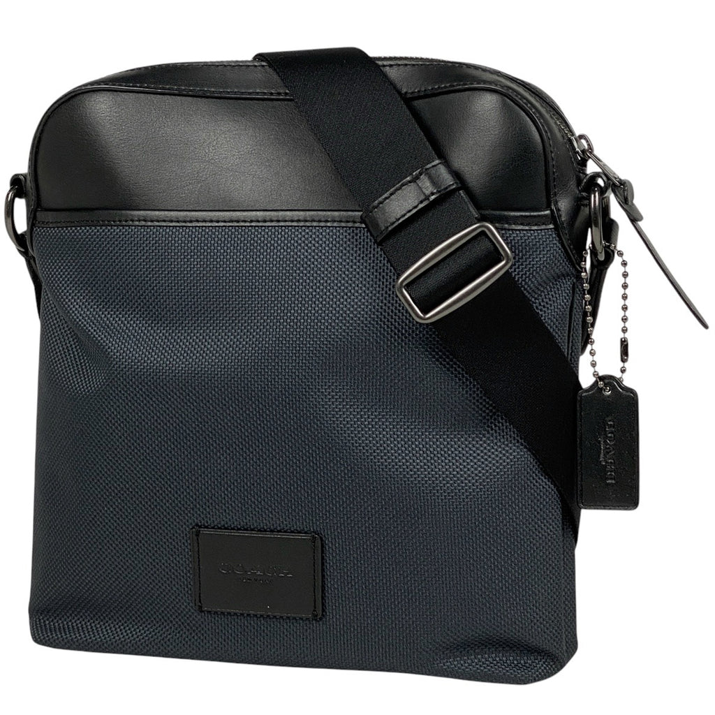 コーチ ロゴ ショルダーバッグ 斜め掛け ショルダーバッグ ナイロン ネイビー ブラック F37609 メンズ 【中古】brbag