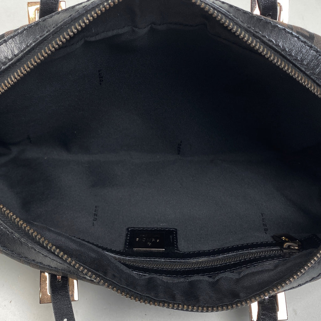 フェンディ ズッキーノ柄 ハンドバッグ ロゴ ハンドバッグ キャンバス ダークブラウン 8BL007 【中古】brbag