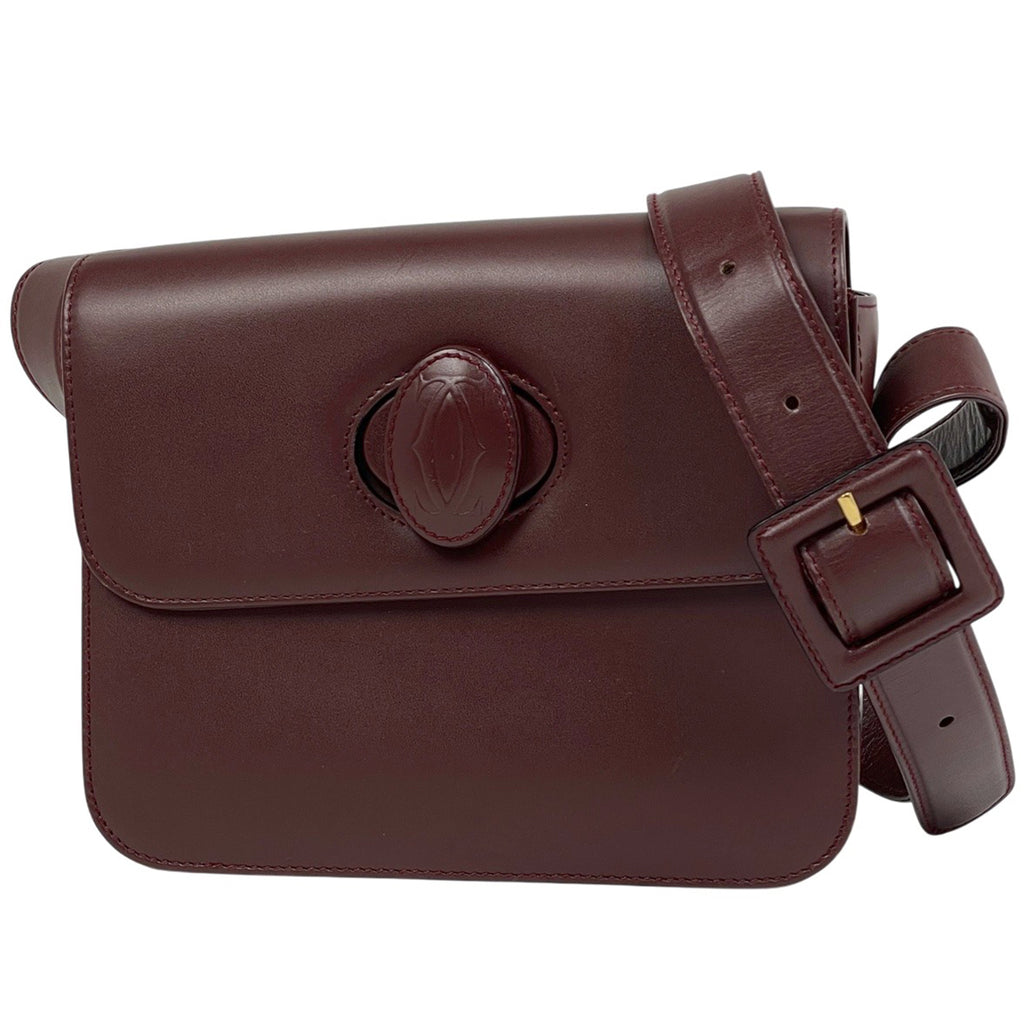 カルティエ マストライン ショルダーバッグ マストドゥ ショルダーバッグ レザー ボルドー レディース 【中古】brbag