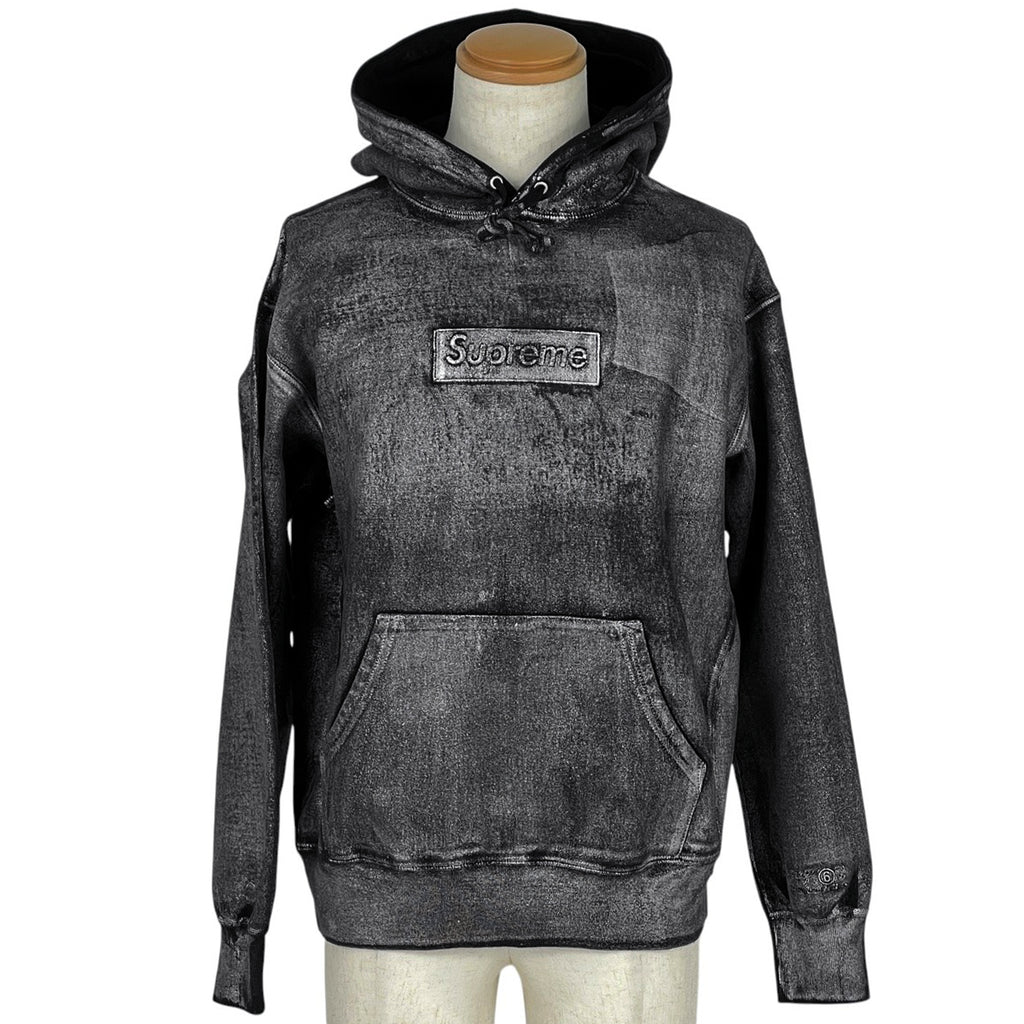 シュプリーム フォイル ボックス ロゴ パーカー MM6 メゾンマルジェラ プルオーバー メタリック 裏起毛 トップス パーカー コットン ポリエステル グレー メンズ 【中古】brapp