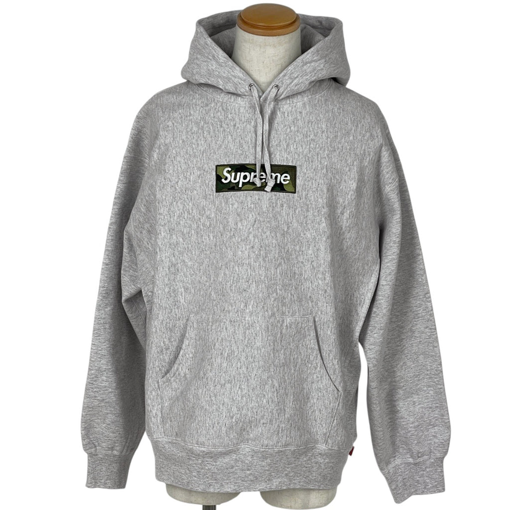 シュプリーム ロゴ パーカー 迷彩柄 裏起毛 プルオーバー スウェット トップス パーカー ライトグレー メンズ 【中古】brapp