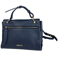 バリー ロゴ リュックサック 2WAY ハンドバッグ バックパック リュック レザー ネイビー レディース 【中古】brbag