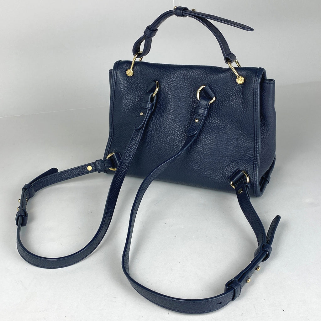 バリー ロゴ リュックサック 2WAY ハンドバッグ バックパック リュック レザー ネイビー レディース 【中古】brbag