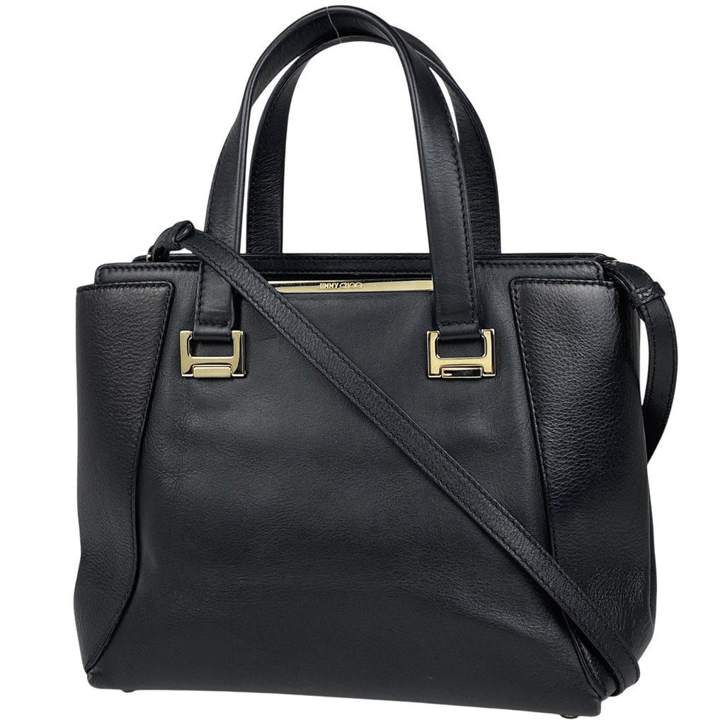 ジミーチュウ ロゴ ハンドバッグ 2WAY ショルダーバッグ ハンドバッグ レザー ブラック レディース 【中古】brbag