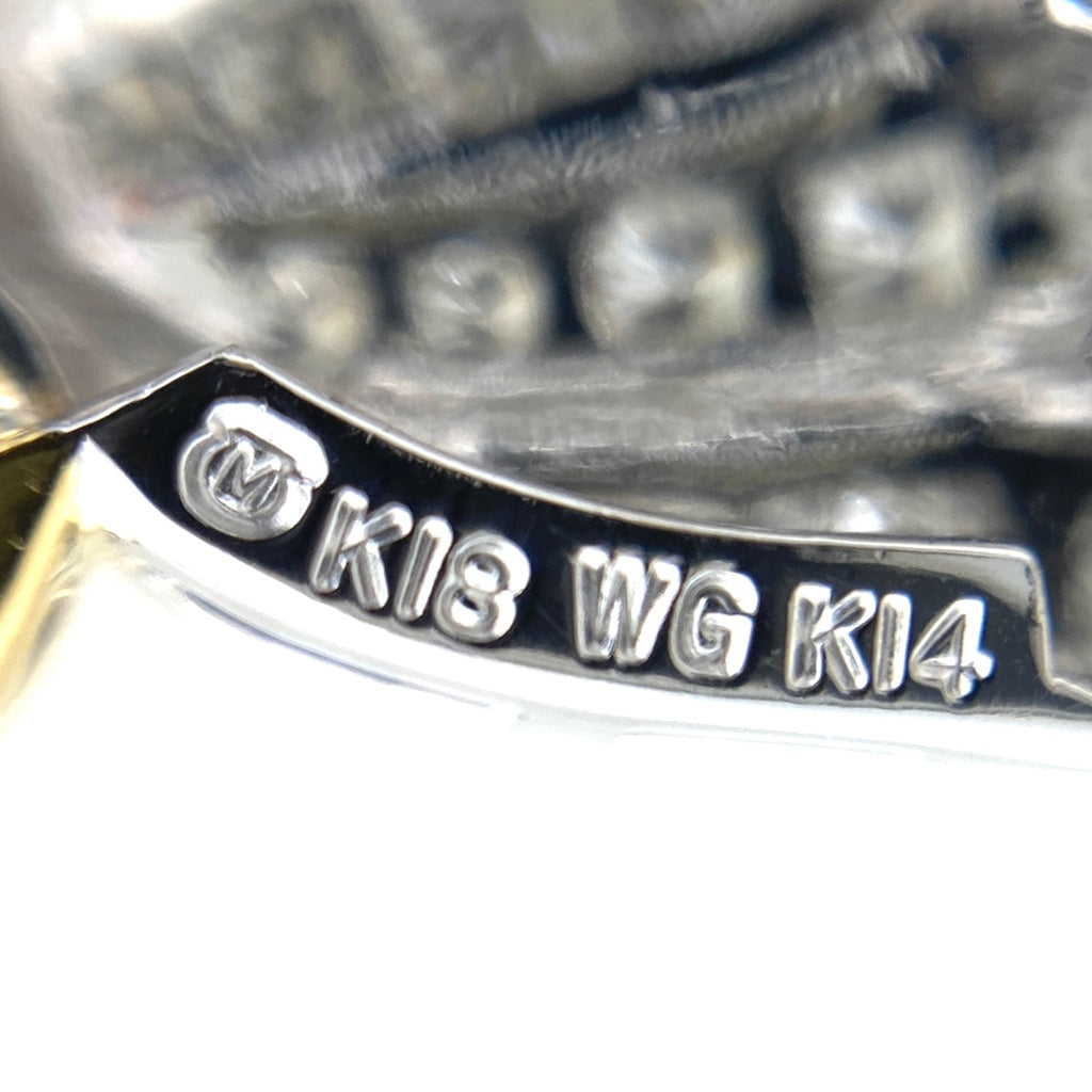 ミキモト パール デザインネックレス YG イエローゴールド WG ホワイトゴールド ペンダント メレダイヤ 真珠 ネックレス K18 WG K14 レディース 【中古】brjwl
