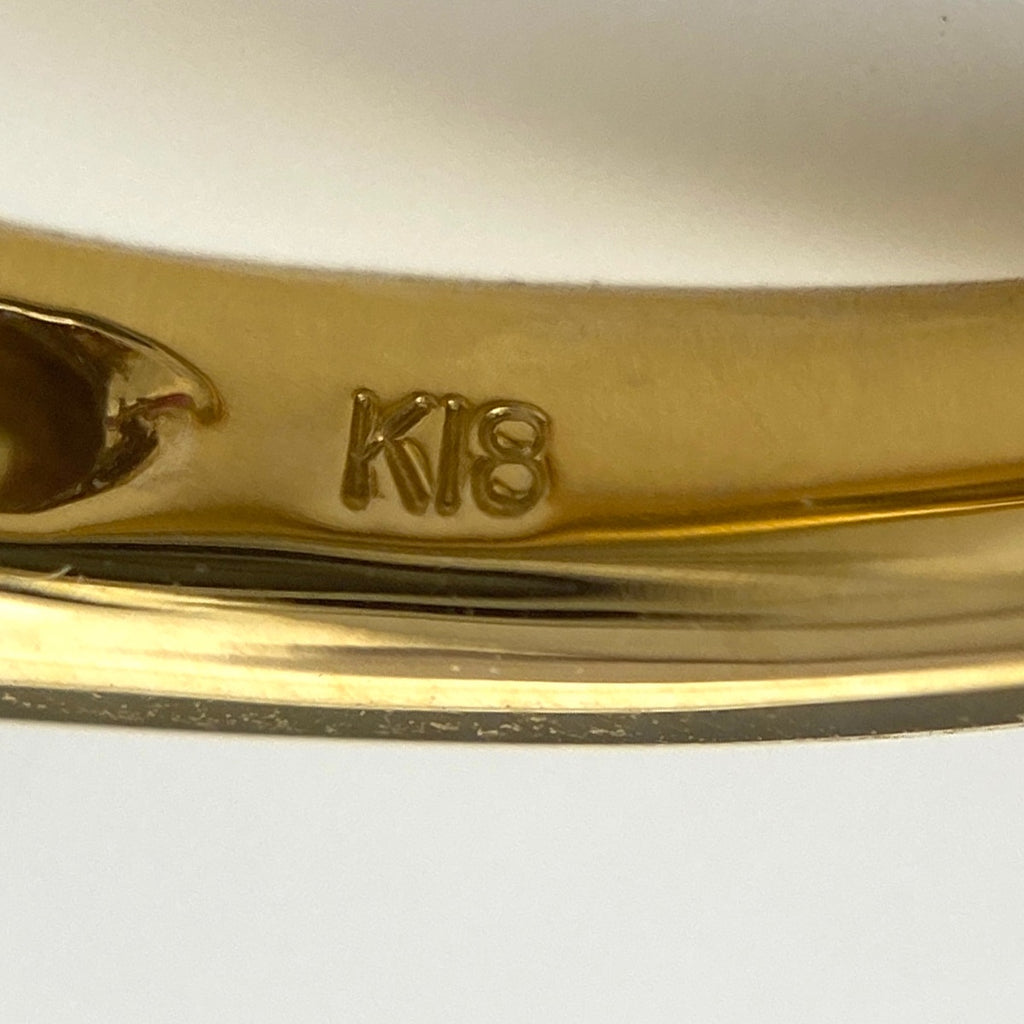 ルビー デザインリング YG イエローゴールド メレダイヤ 指輪 リング 10号 K18 ルビー ダイヤモンド レディース 【中古】nbjwl