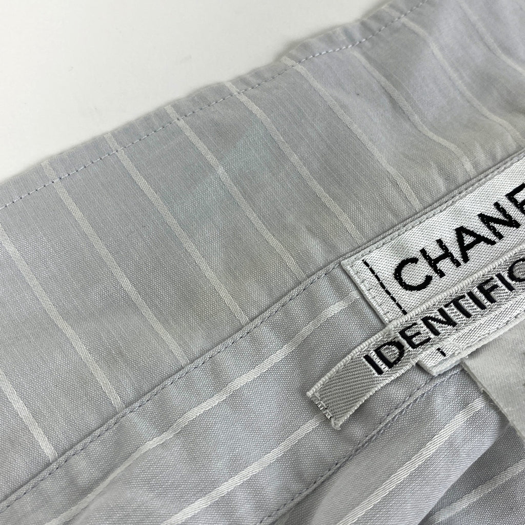シャネル ハーフスリーブ シャツ ブラウス ロゴ刺繍 ボーダー 七分袖 トップス 半袖シャツ コットン グレー レディース 【中古】brapp
