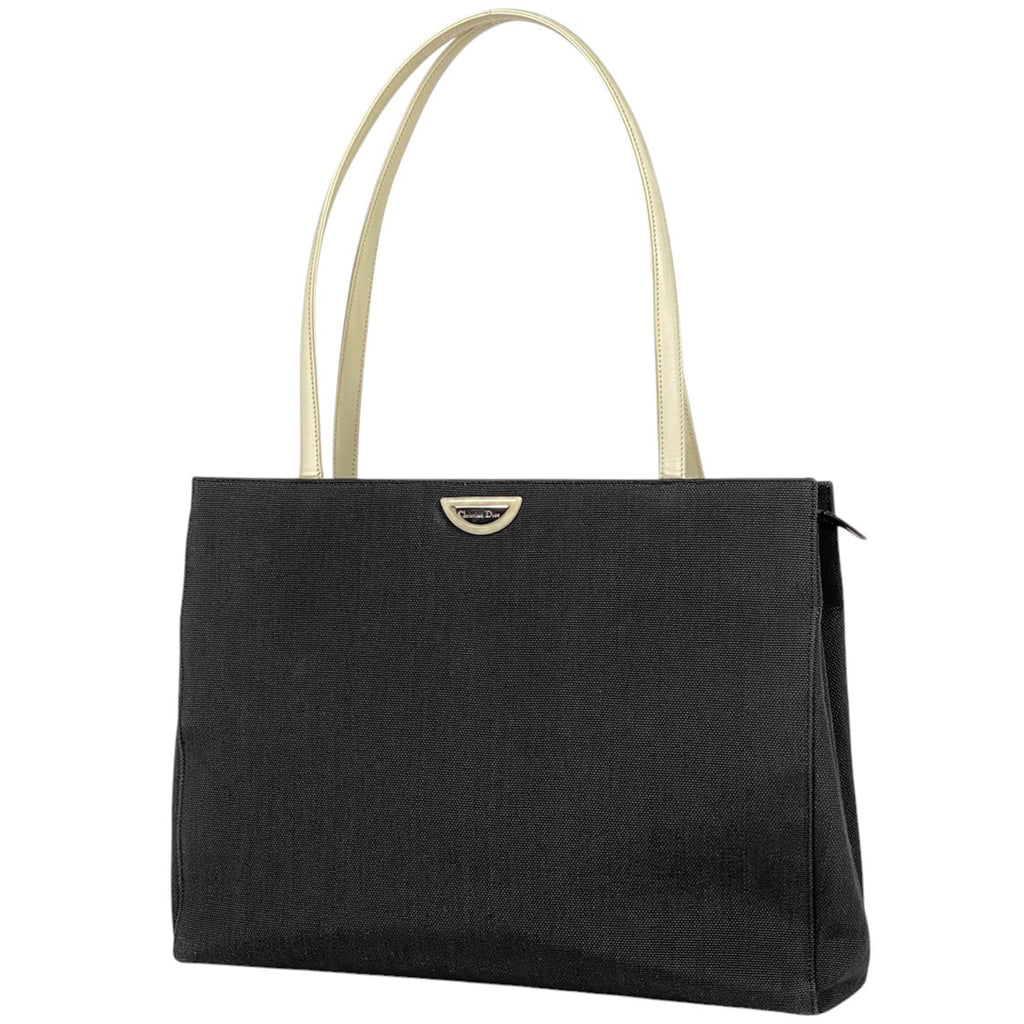 クリスチャンディオール ロゴ トートバッグ ショルダーバッグ トートバッグ キャンバス ブラック レディース 【中古】brbag