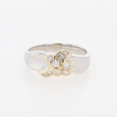 メレダイヤ デザインリング YG イエローゴールド 指輪 リング 12号 Pt900 K18 ダイヤモンド レディース 【中古】nbjwl