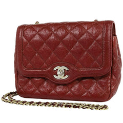 シャネル ココマーク チェーン ショルダーバッグ マトラッセ ショルダーバッグ レザー レッド レディース 【中古】brbag