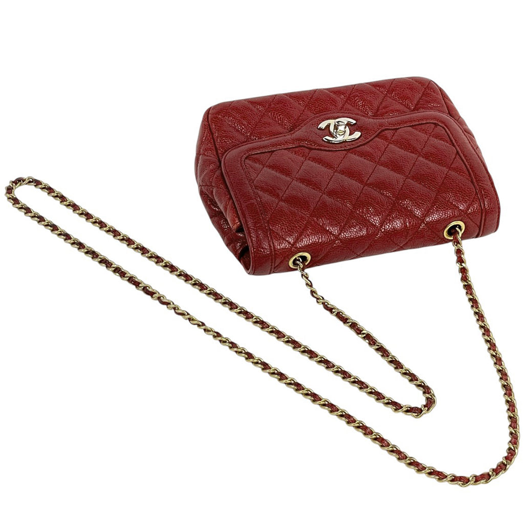 シャネル ココマーク チェーン ショルダーバッグ マトラッセ ショルダーバッグ レザー レッド レディース 【中古】brbag