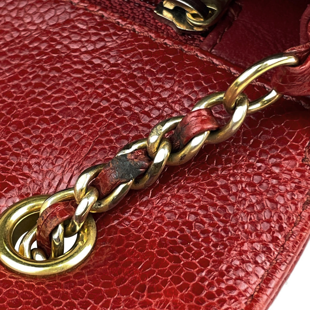 シャネル ココマーク チェーン ショルダーバッグ マトラッセ ショルダーバッグ レザー レッド レディース 【中古】brbag