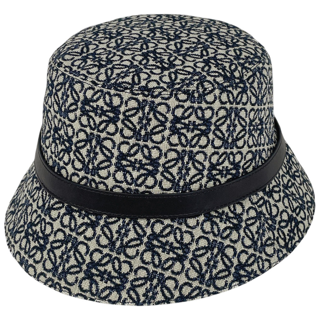 ロエベ アナグラム ハット ロゴ 総柄 帽子 ハット コットン ポリエステル ネイビー レディース 【中古】brapp