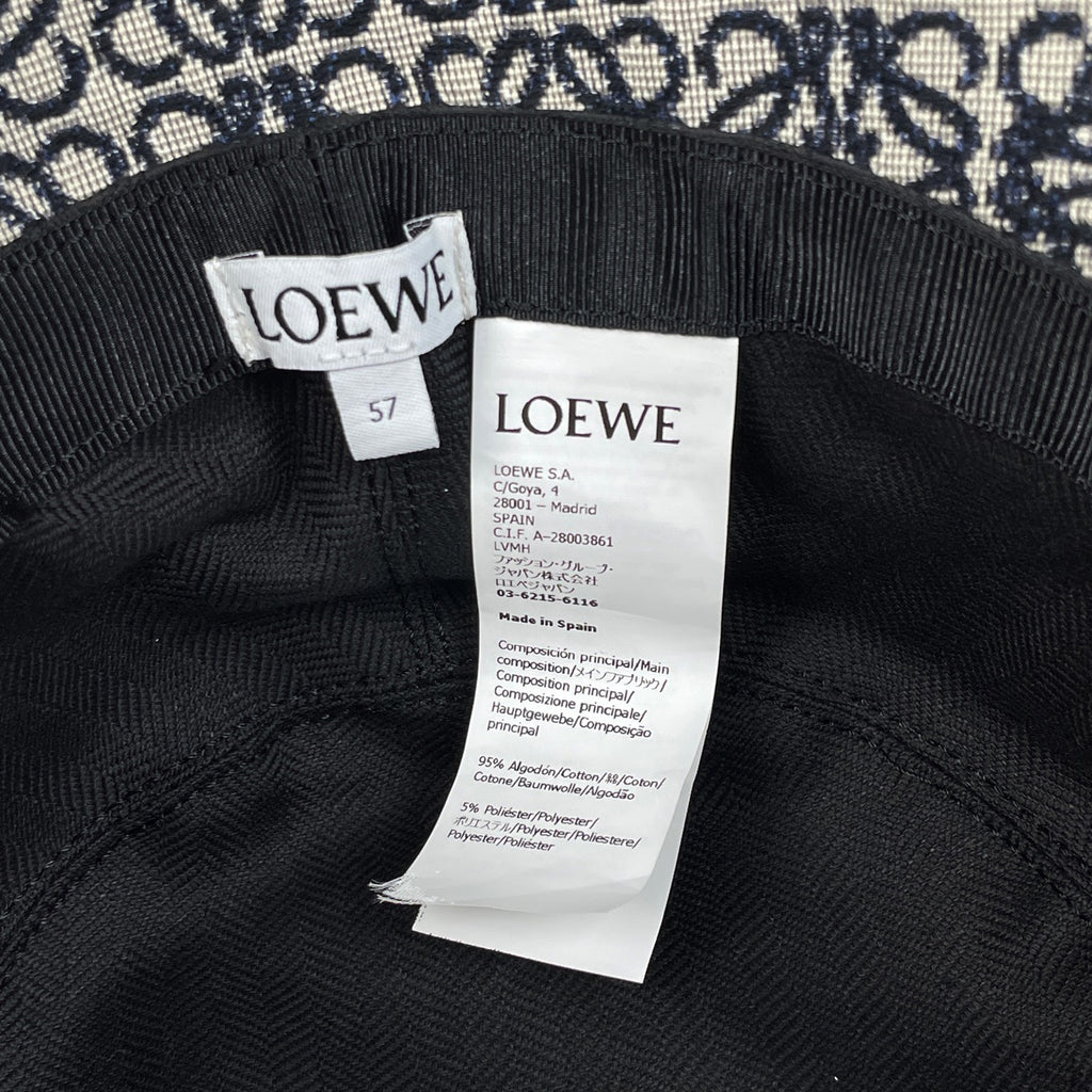 ロエベ アナグラム ハット ロゴ 総柄 帽子 ハット コットン ポリエステル ネイビー レディース 【中古】brapp