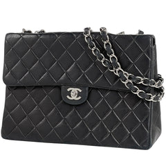 シャネル デカ マトラッセ シングルフラップ チェーン ショルダーバッグ ココマーク Wチェーン ショルダーバッグ レザー ブラック レディース 【中古】brbag