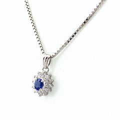 サファイア デザインネックレス プラチナ ペンダント メレダイヤ ネックレス Pt850 ダイヤモンド レディース 【中古】nbjwl