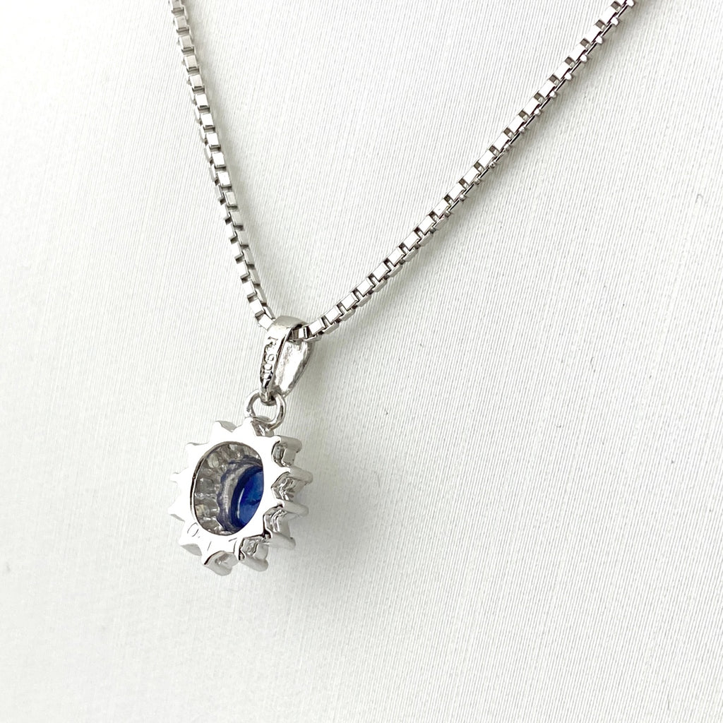 サファイア デザインネックレス プラチナ ペンダント メレダイヤ ネックレス Pt850 ダイヤモンド レディース 【中古】nbjwl