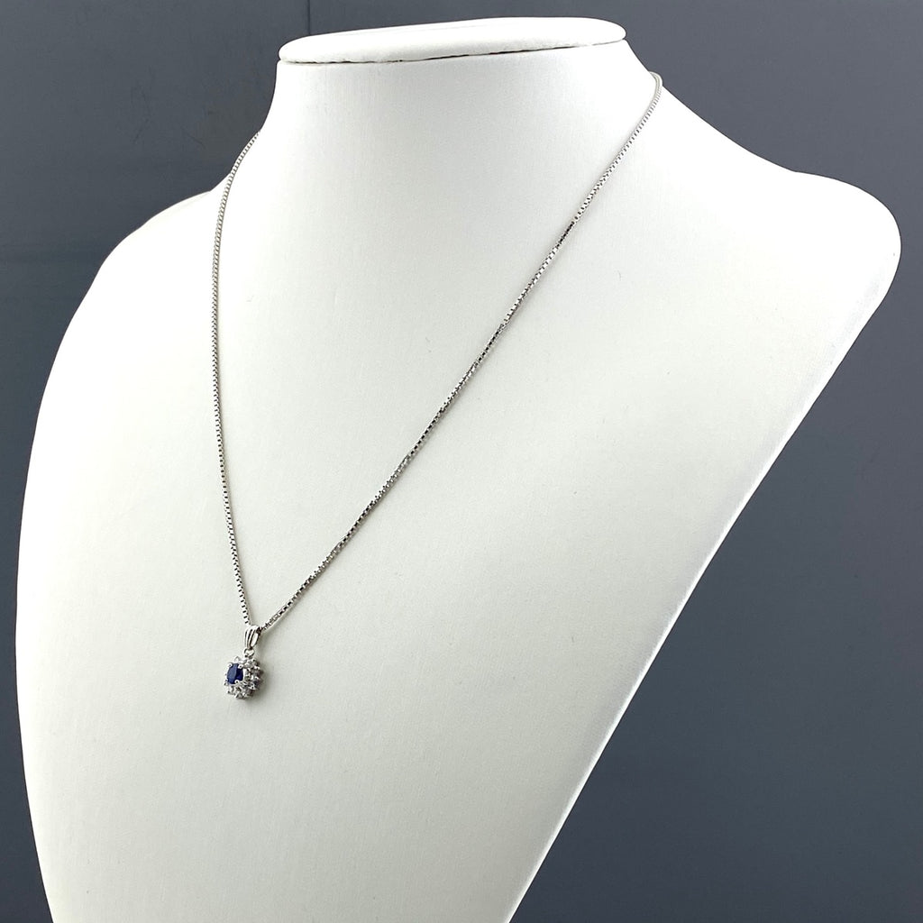 サファイア デザインネックレス プラチナ ペンダント メレダイヤ ネックレス Pt850 ダイヤモンド レディース 【中古】nbjwl