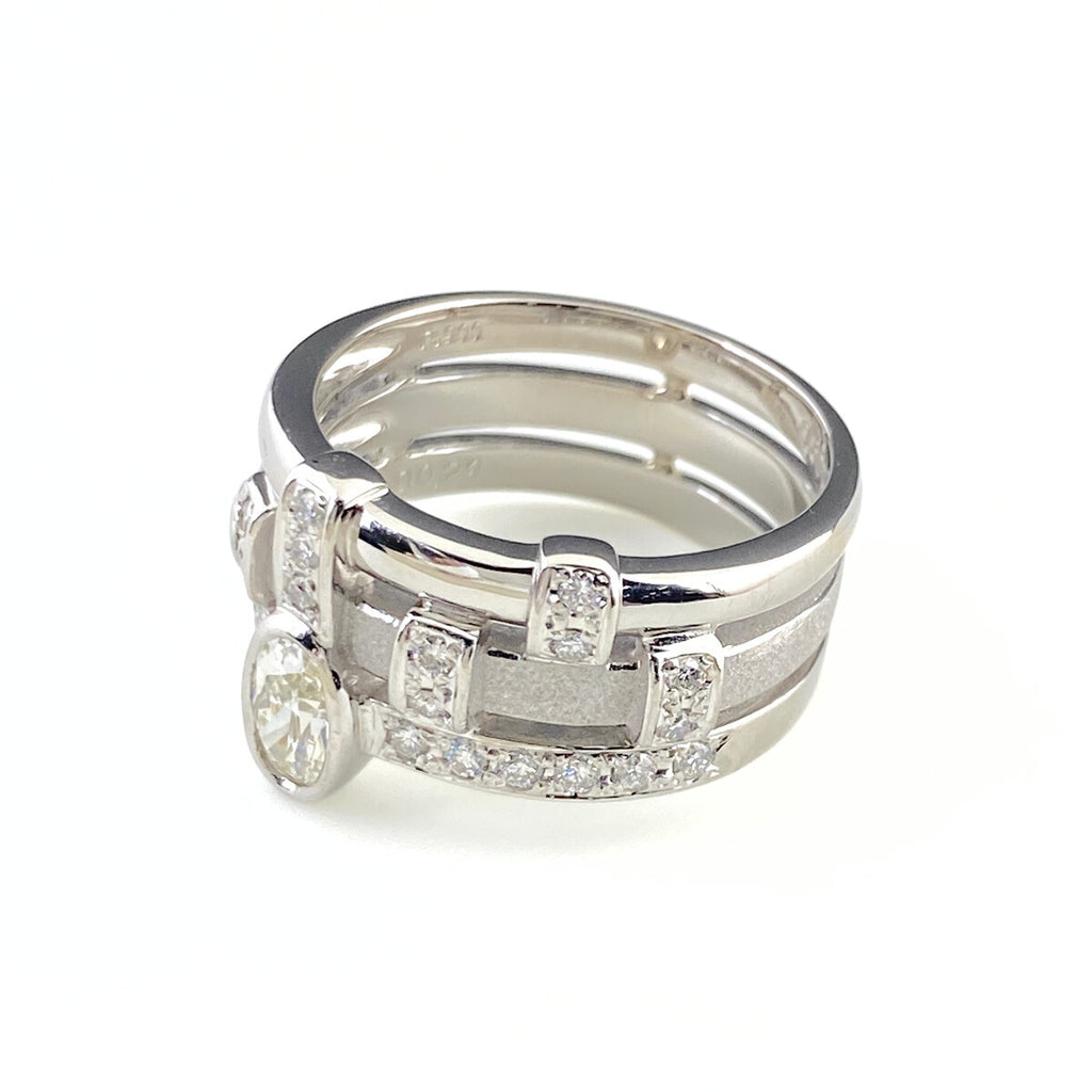 田村俊一 ダイヤモンド デザインリング プラチナ 指輪 メレダイヤ リング 18号 Pt900 ダイヤモンド メンズ 【中古】brjwl