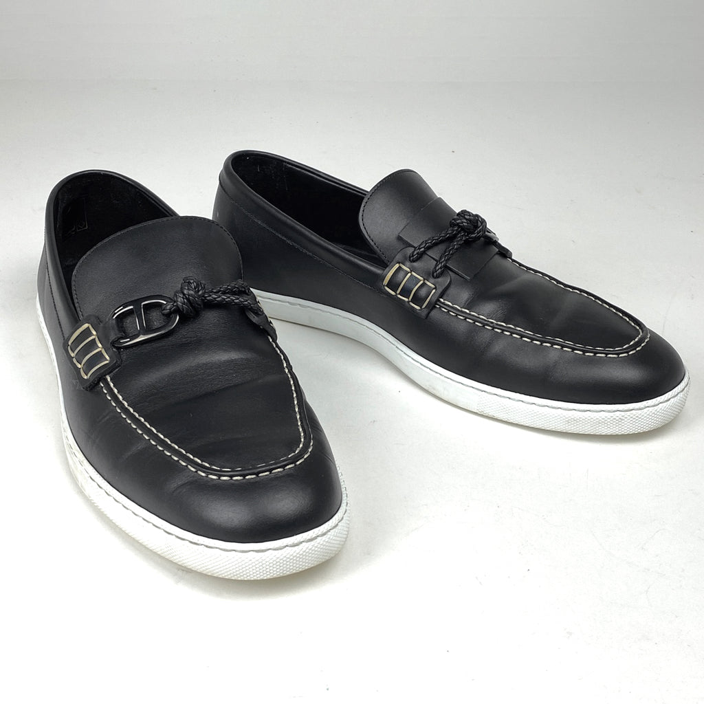 エルメス モカシン イグナシオ シェーヌダンクル デッキシューズ 靴 モカシン レザー ブラック メンズ 【中古】brapp
