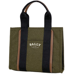 【在庫一掃】 バリー ロゴ トートバッグ トートバッグ キャンバス グリーン ブラウン レディース 【中古】brbag