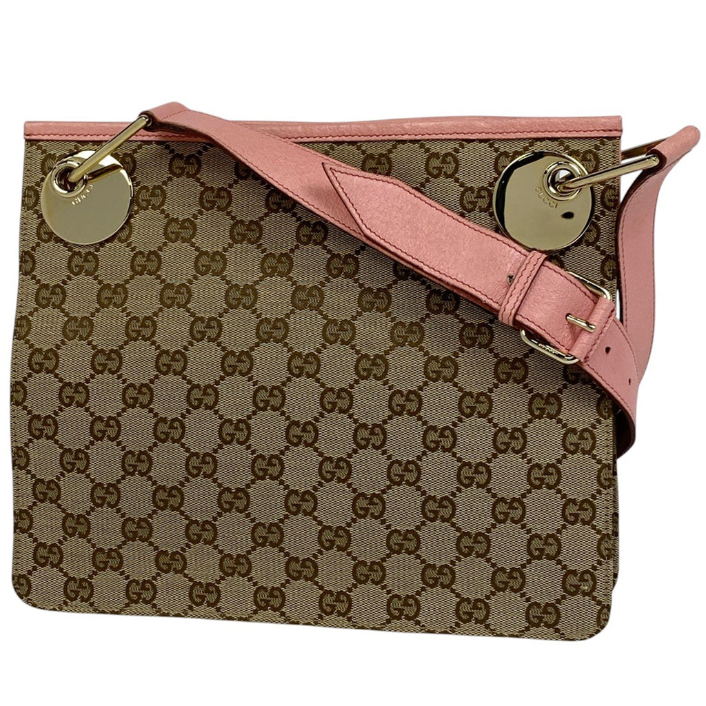 グッチ GG柄 ショルダーバッグ GGキャンバス ベージュ ピンク 120841 レディース 【中古】brbag