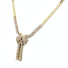 ウノアエレ メレダイヤ デザインネックレス YG イエローゴールド ネックレス K18 750 ダイヤモンド レディース 【中古】brjwl