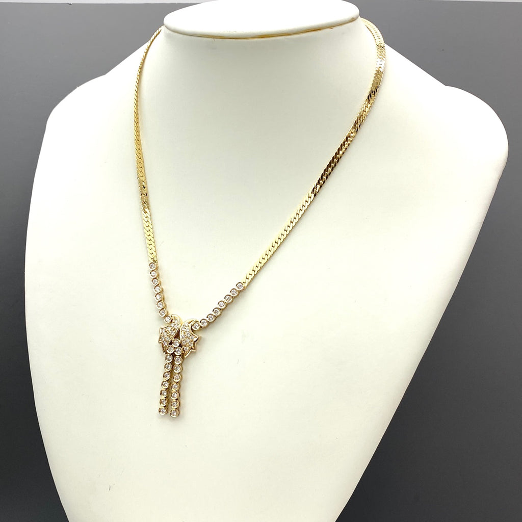 ウノアエレ メレダイヤ デザインネックレス YG イエローゴールド ネックレス K18 750 ダイヤモンド レディース 【中古】brjwl